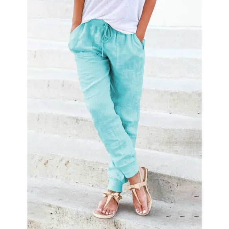 Emma - Pantalones de verano para mujer con cordón ajustable