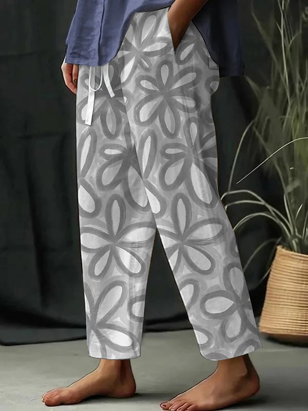 Helena - Pantalones Amplios con Estampado Floral Botánico para Dama