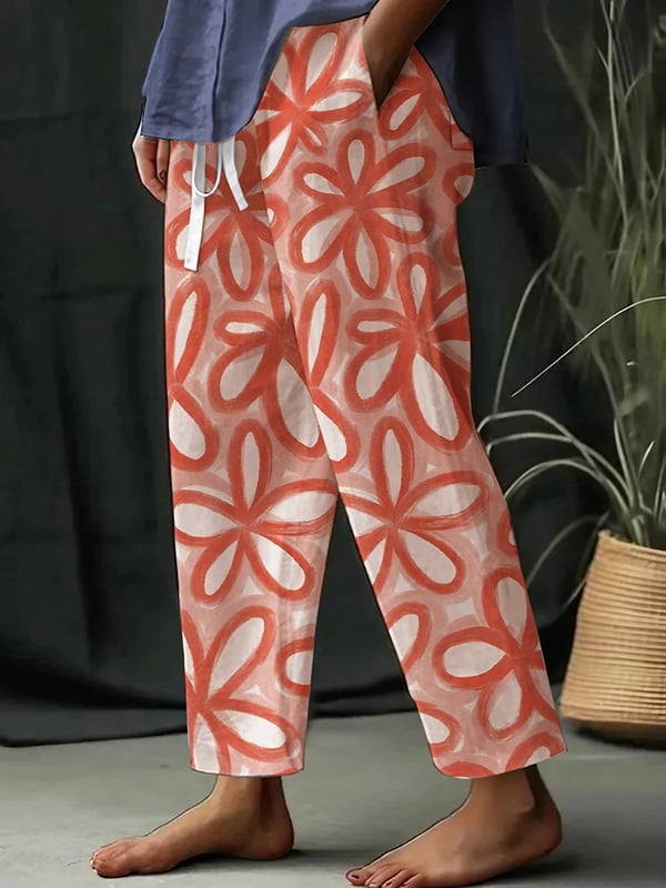 Helena - Pantalones Amplios con Estampado Floral Botánico para Dama