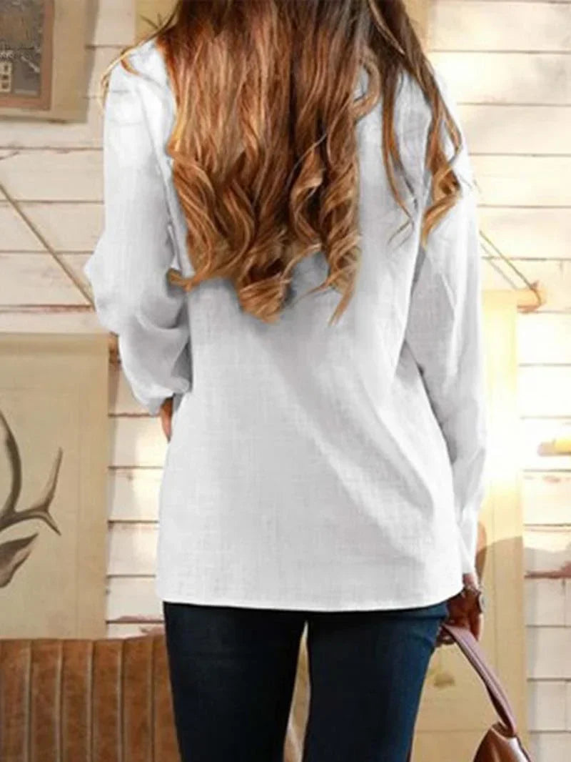 Linda | Camisa Casual de Cuello en V con Botones