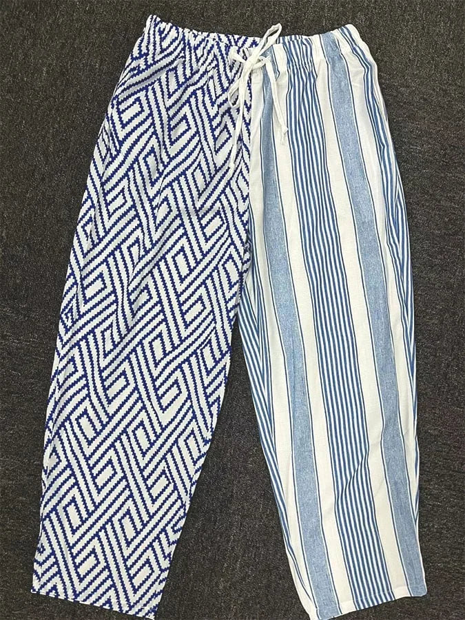 Delia - Pantalones de rayas casuales con botones para mujer