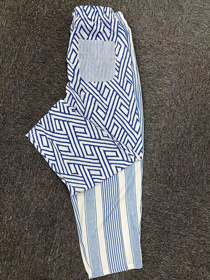 Delia - Pantalones de rayas casuales con botones para mujer