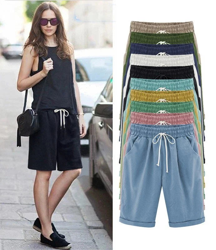 Elisa - Pantalones Cortos de Verano Cómodos y Casual con Cintura Elástica