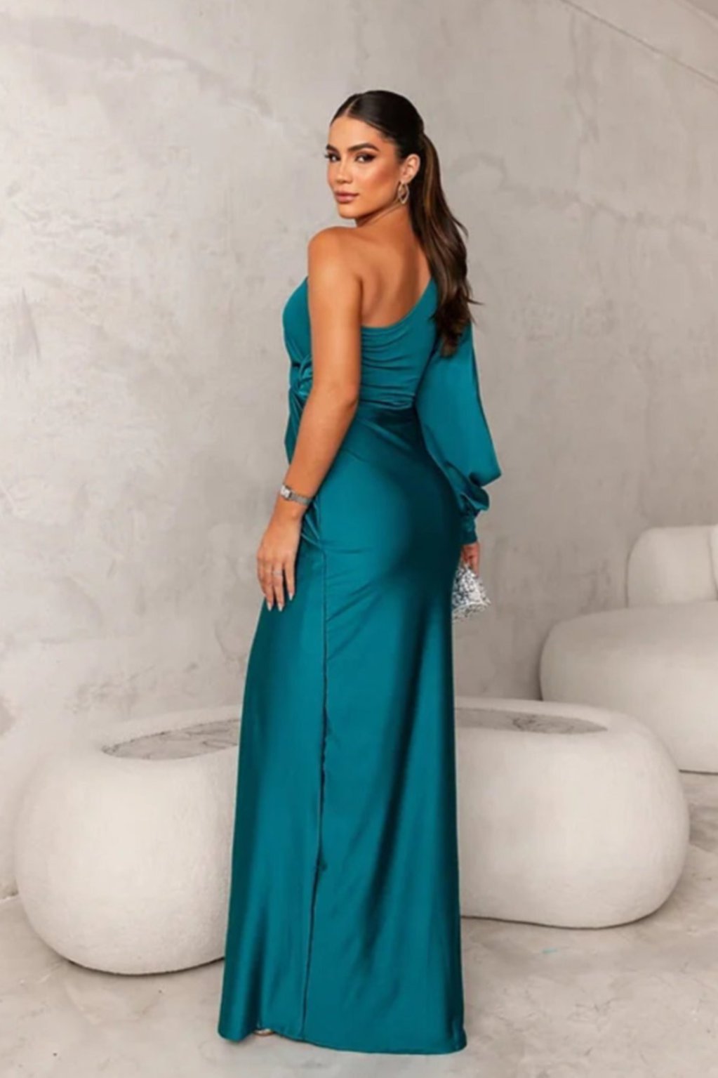 Araceli | One-Sleeve Satin Dress