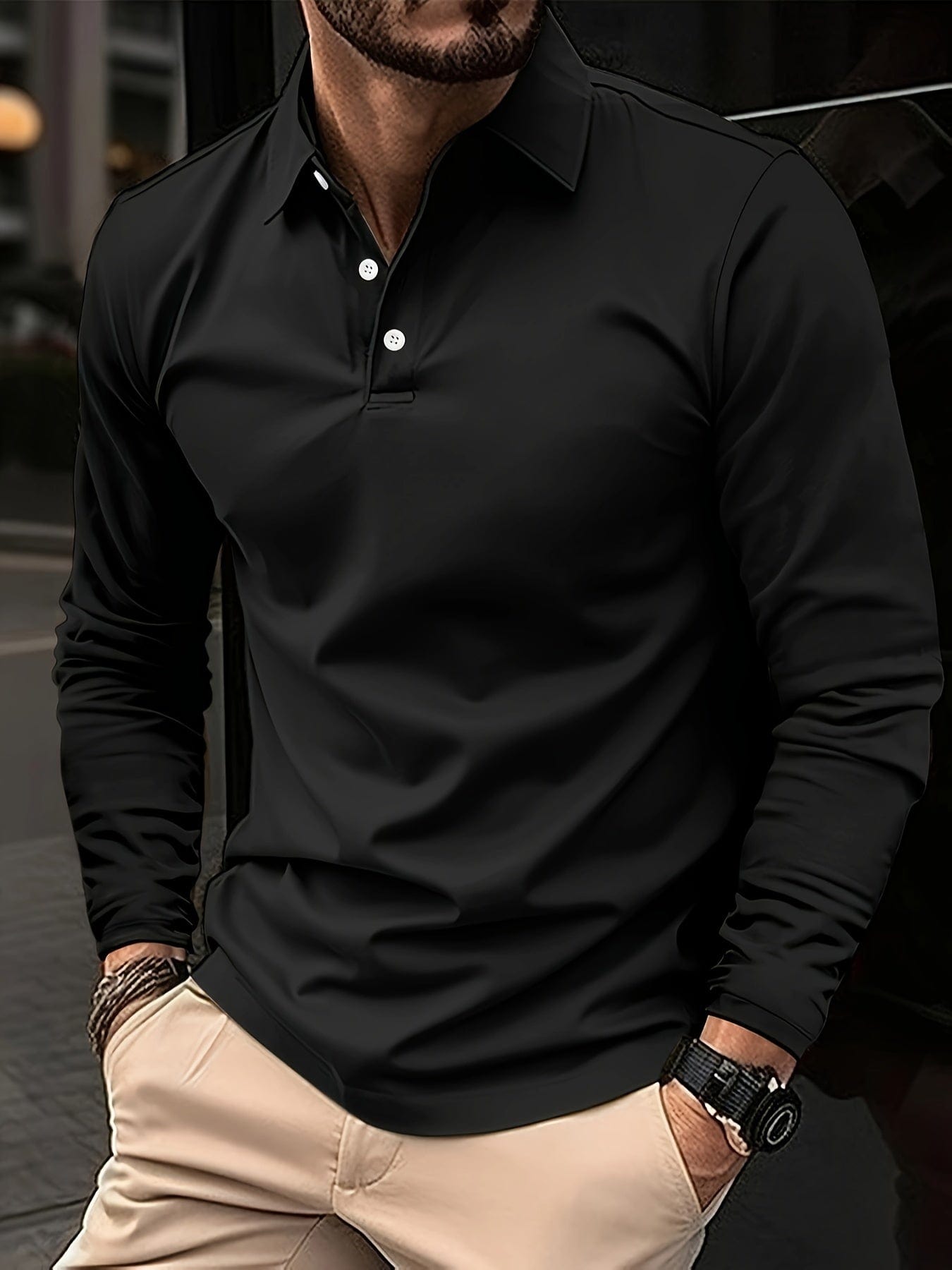 Hernandez｜Camisa polo de hombre con mangas largas