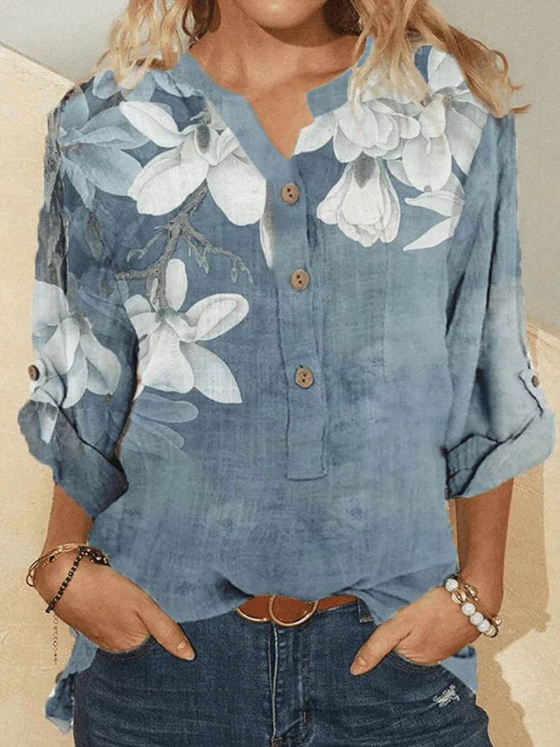 Lidia | Camisa de Algodón con Detalles de Bordado Floral