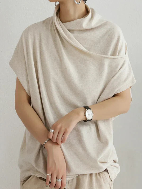 Mia | Camiseta Casual de Manga Corta con Cuello Plisado