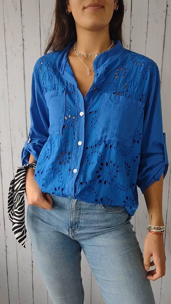Lola | Camisa de Algodón y Lino Sólida