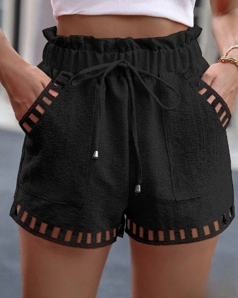 Noa - Pantalones Cortos con Cintura Ajustable y Detalles de Encaje