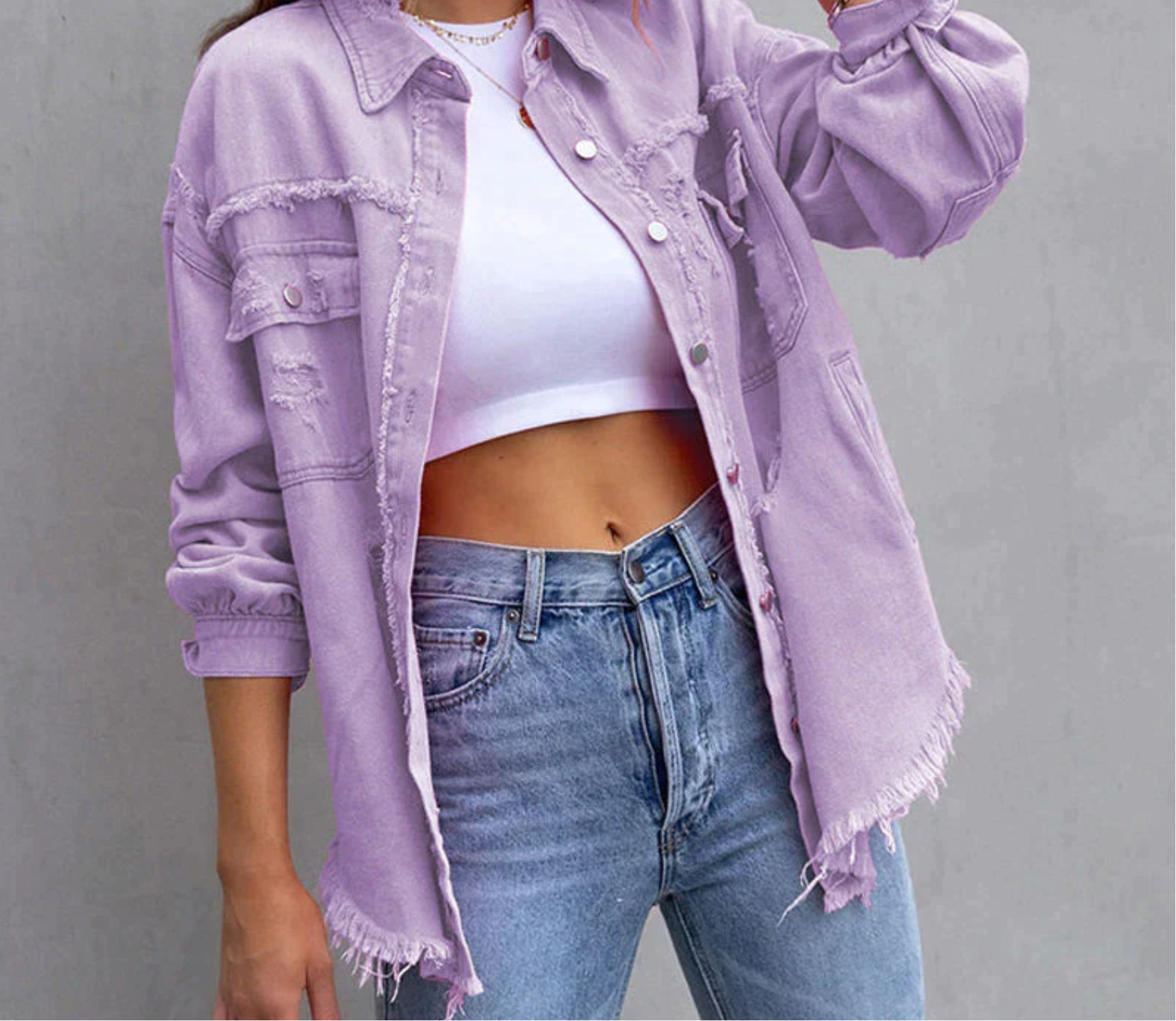 Chaqueta de mezclilla Thea con acabado desgastado