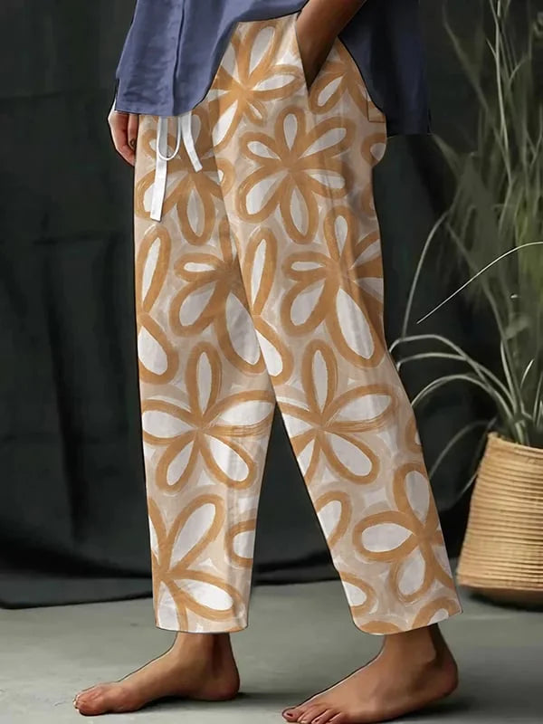 Maria - Pantalones Sueltos de Mujer con Estampado Floral Botánico