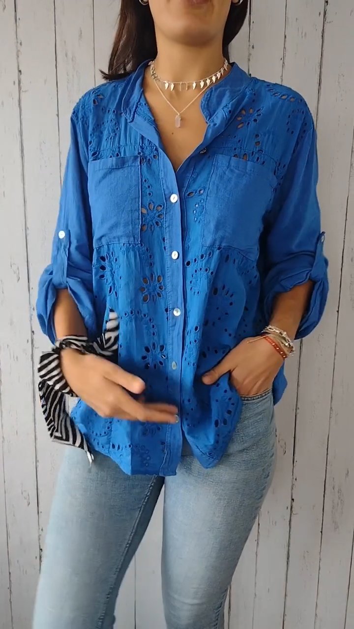 Lola | Camisa de Algodón y Lino Sólida