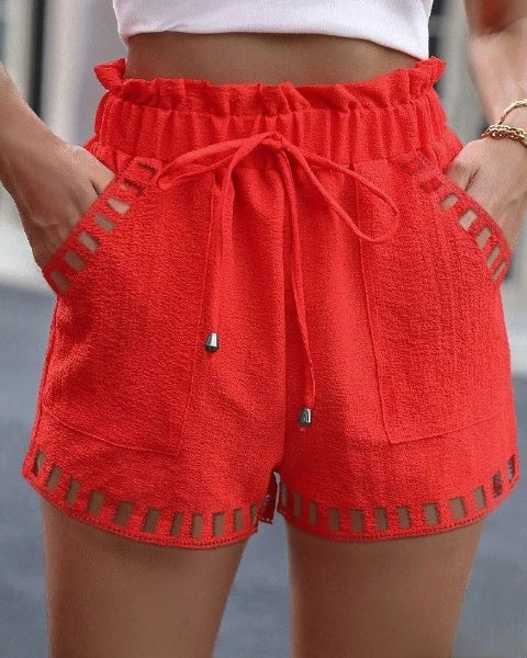 Noa - Pantalones Cortos con Cintura Ajustable y Detalles de Encaje
