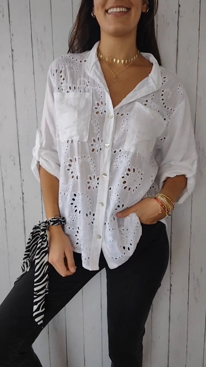 Lola | Camisa de Algodón y Lino Sólida