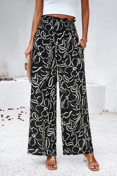 Noelia - Pantalones Amplios con Estampado y Bolsillos