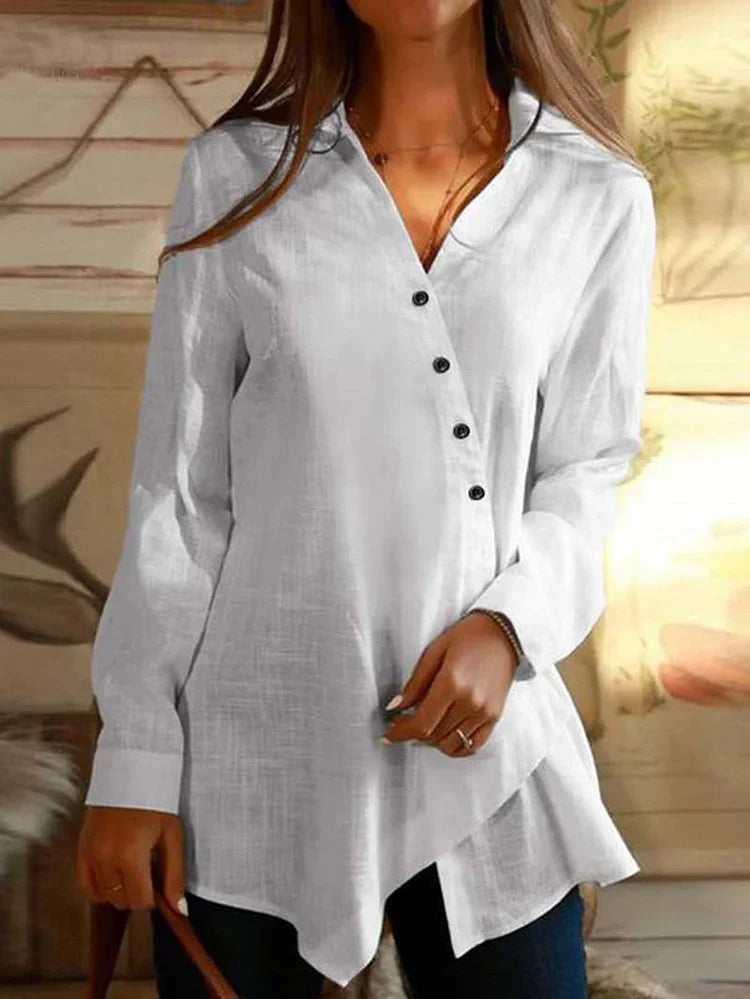 Linda | Camisa Casual de Cuello en V con Botones