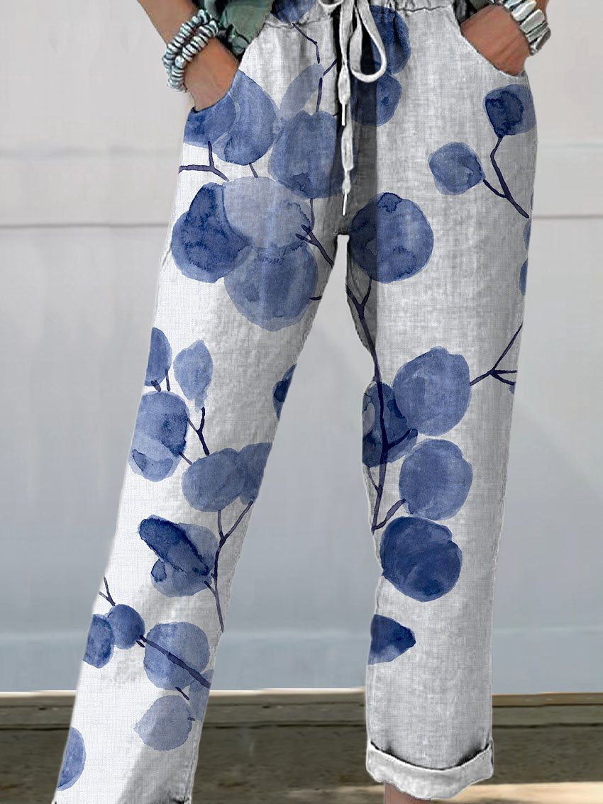 Brenda - Pantalones de mujer retro con diseño floral botánico