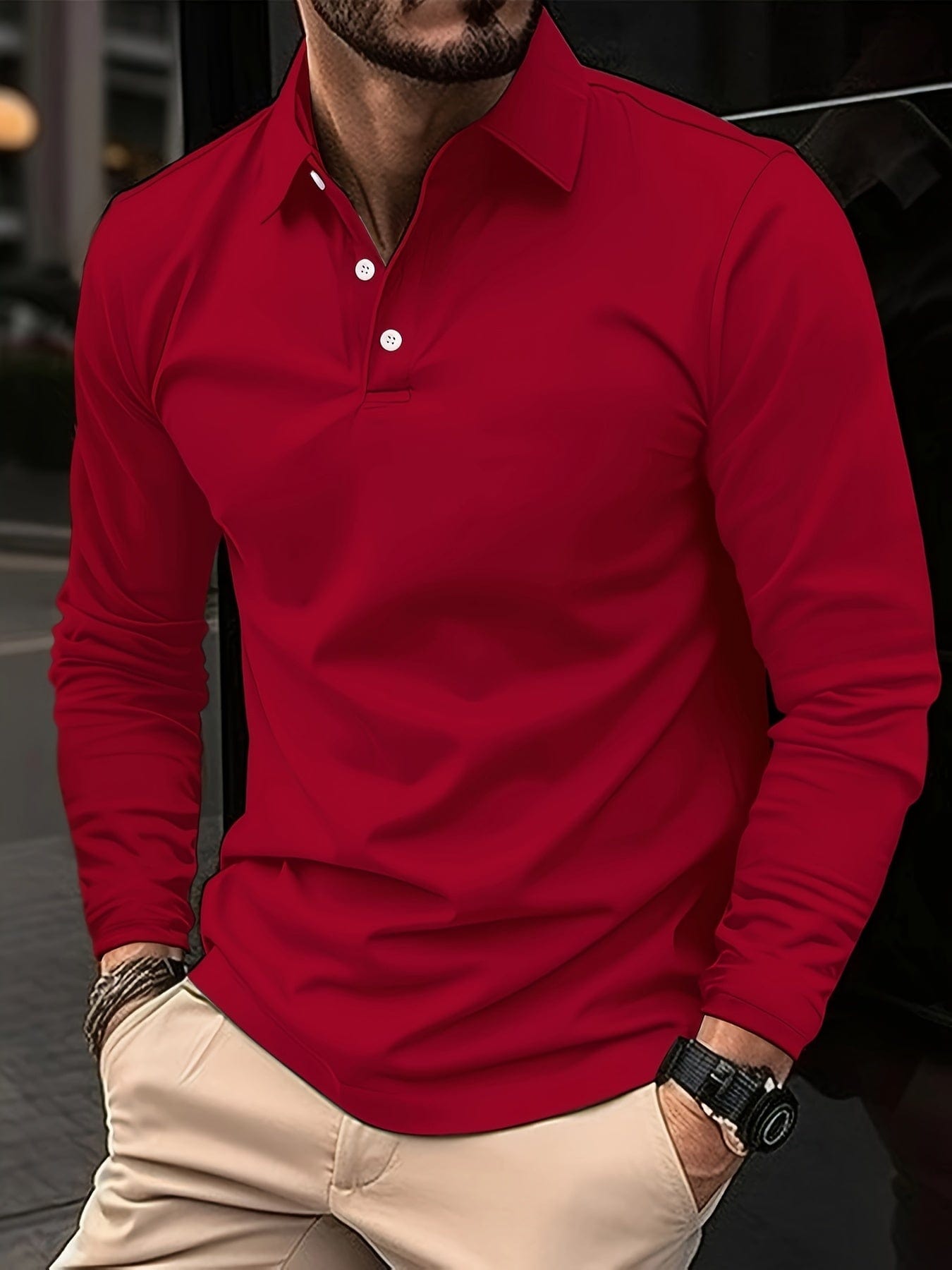Hernandez｜Camisa polo de hombre con mangas largas