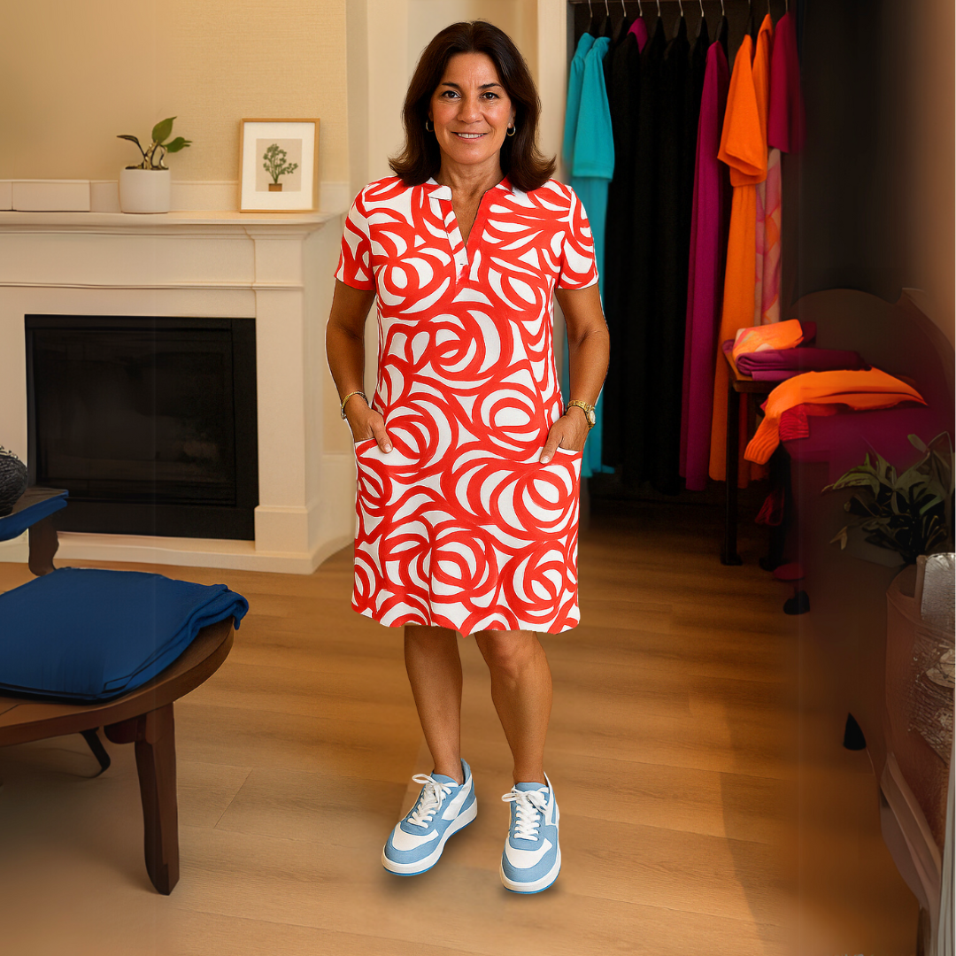 Earlene - Vestido con estampado y cuello en V