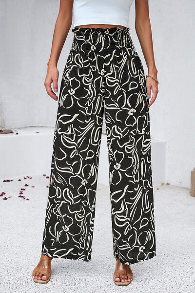 Noelia - Pantalones Amplios con Estampado y Bolsillos