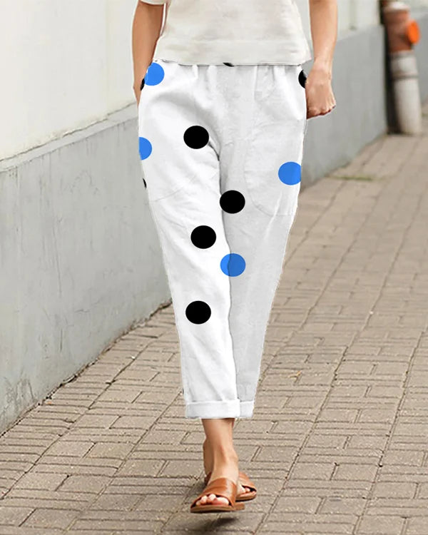 Angela - Pantalones Amplios con Diseño de Lunares
