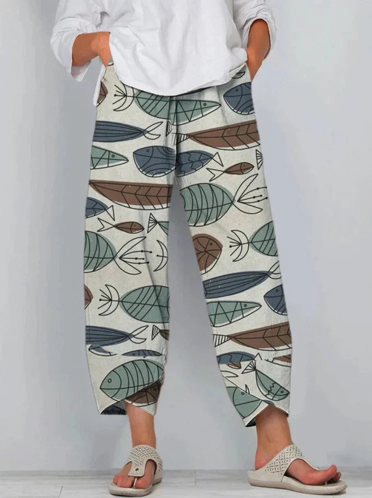 Claudia - Pantalones de Mujer Anchos con Doble Botonadura