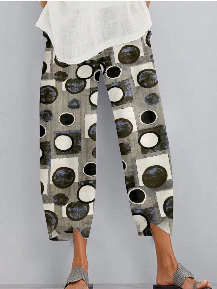 Laura - Pantalones con bolsillos y cintura elástica estampada
