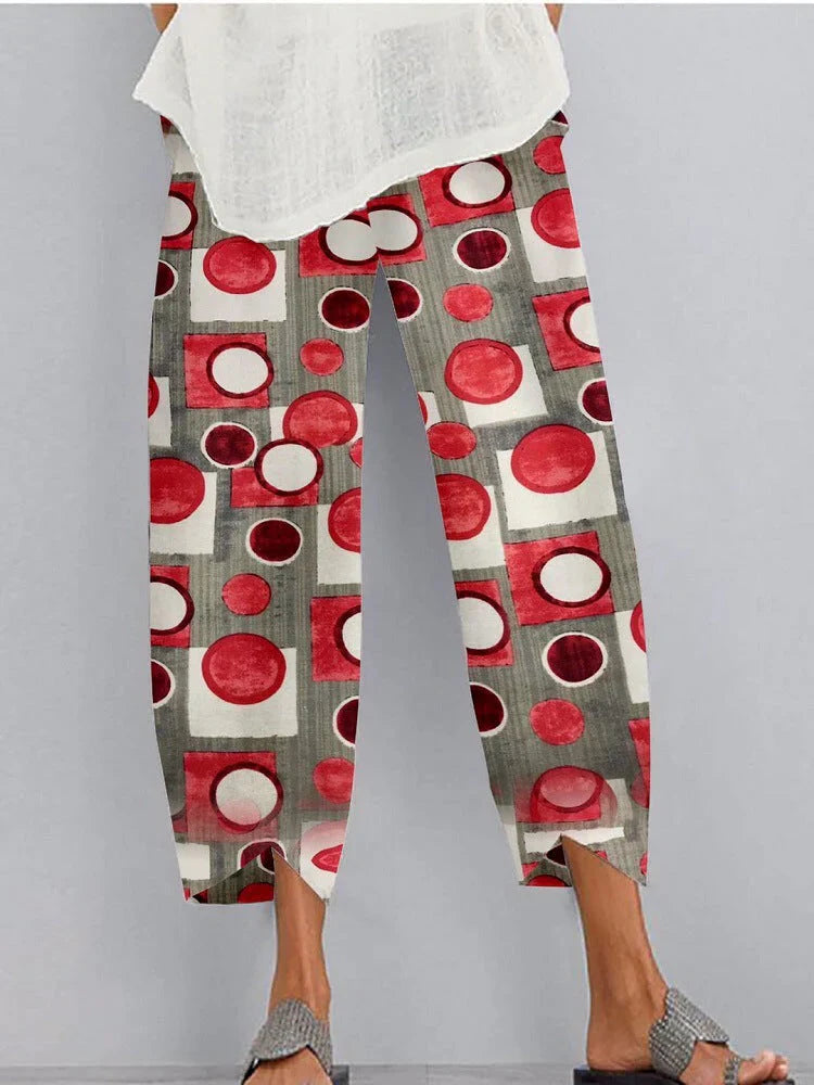 Laura - Pantalones con bolsillos y cintura elástica estampada