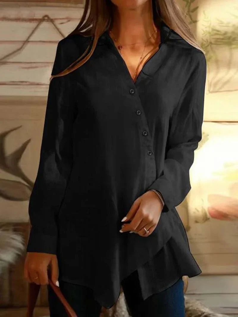 Linda | Camisa Casual de Cuello en V con Botones