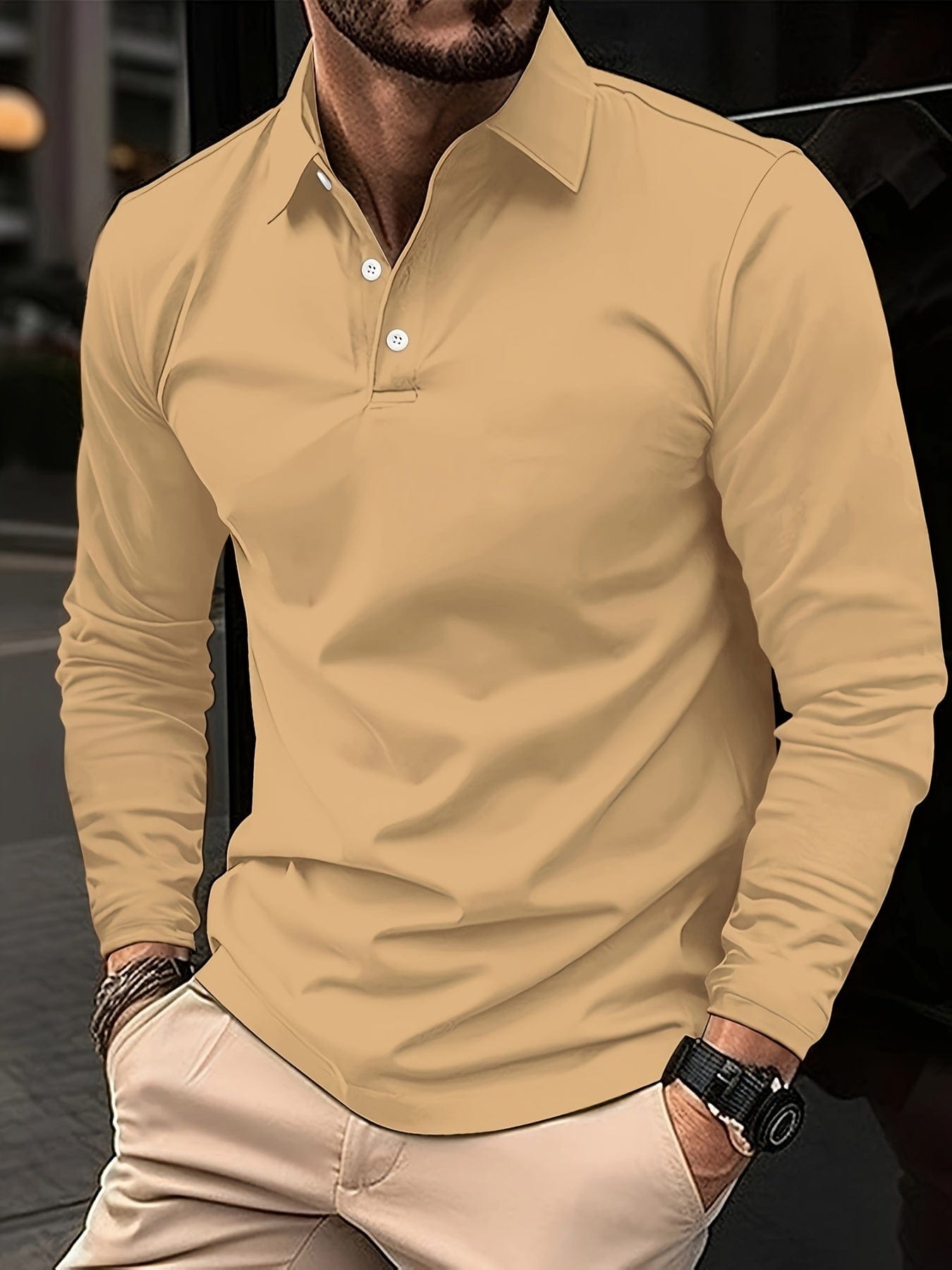 Hernandez｜Camisa polo de hombre con mangas largas