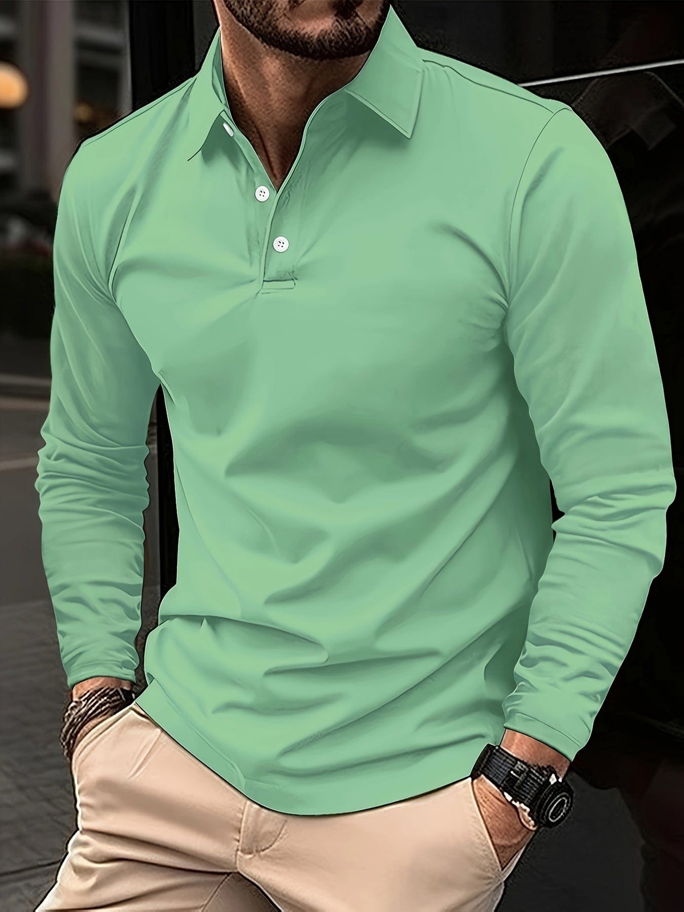 Hernandez｜Camisa polo de hombre con mangas largas
