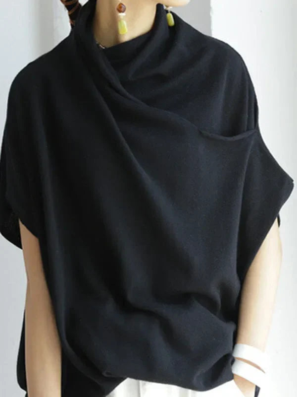 Mia | Camiseta Casual de Manga Corta con Cuello Plisado