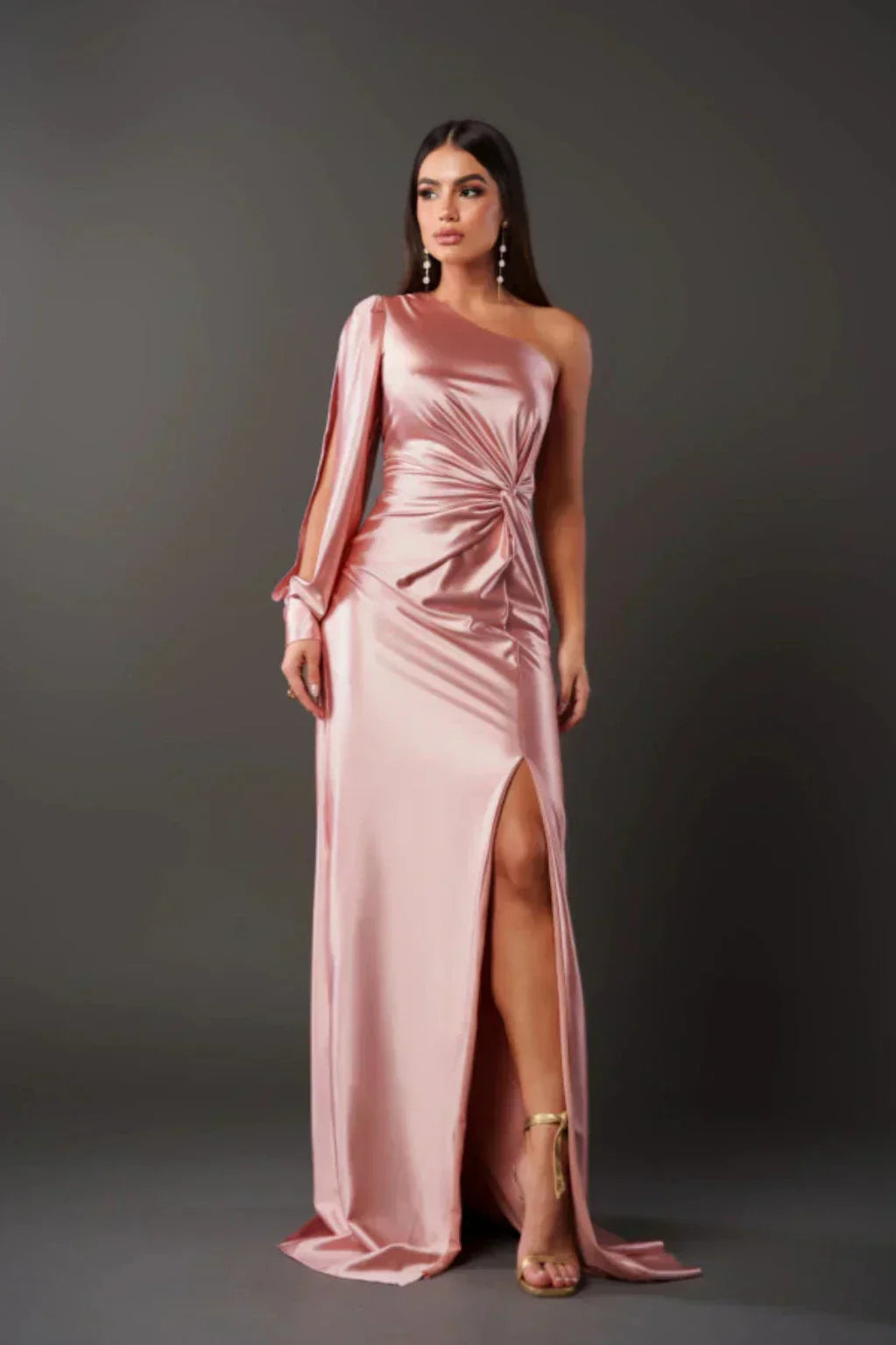 Araceli | One-Sleeve Satin Dress