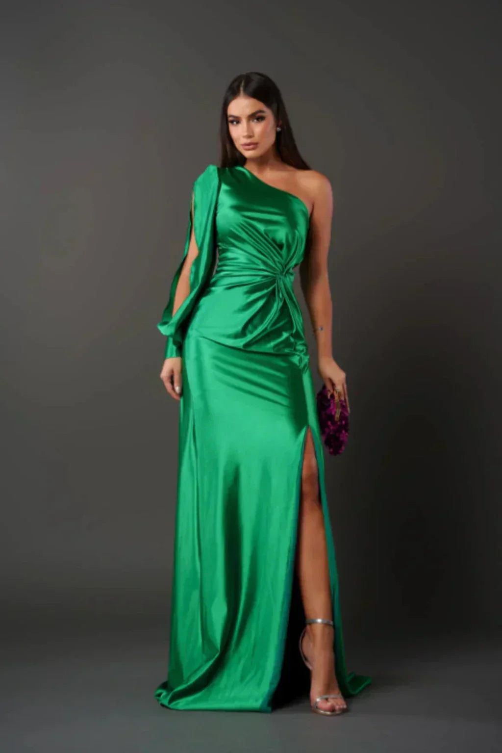 Araceli | One-Sleeve Satin Dress